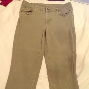 Stretchy army green skinny jeans